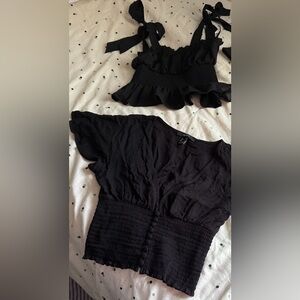 A lot of 2 black unique design tops collection size small